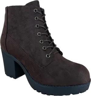 REVOL Women's Melanie Second Chunky Heeled Lace Up Ankle Bootie Combat Boot