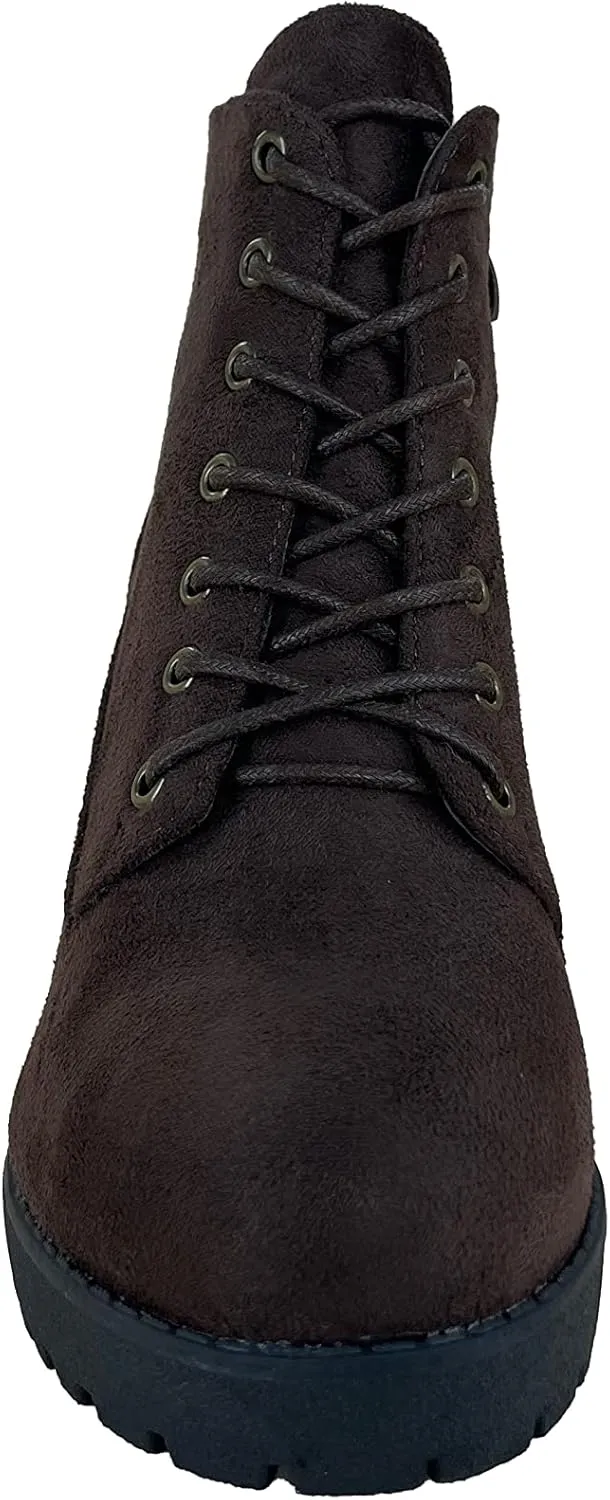 REVOL Women's Melanie Second Chunky Heeled Lace Up Ankle Bootie Combat Boot