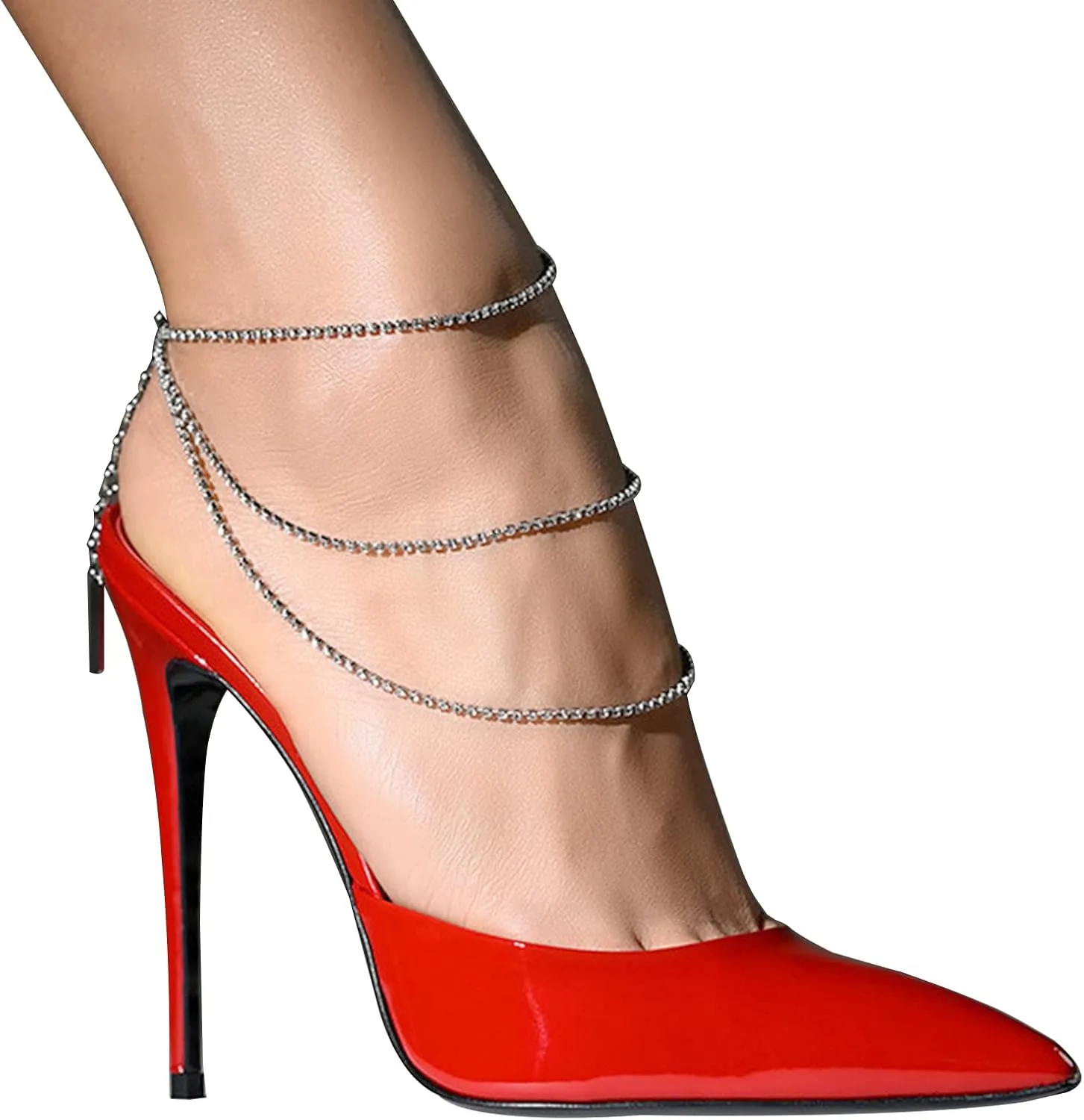 Rhinestone Tassel Anklet High Heel Decor Ankle Chain Crystal Foot Bracket Chain High Heel Accessories for Women