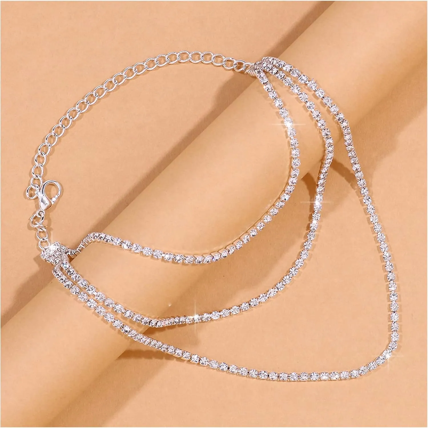 Rhinestone Tassel Anklet High Heel Decor Ankle Chain Crystal Foot Bracket Chain High Heel Accessories for Women