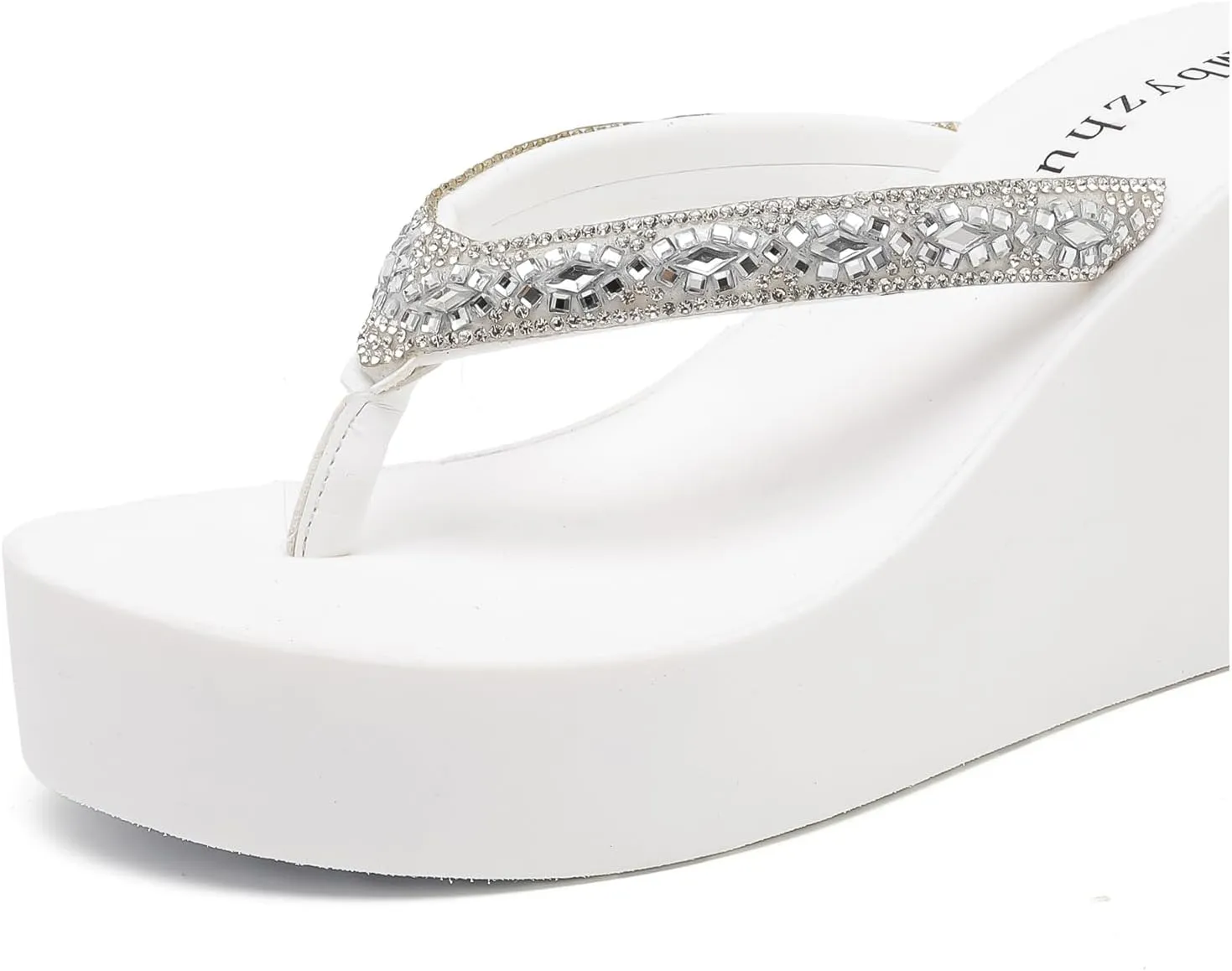 Rhinestone Womens Wedge Sandals for Women Platform Flip Flops Chunky wedge flip flops Heels Sandals Women Wedding Shoes