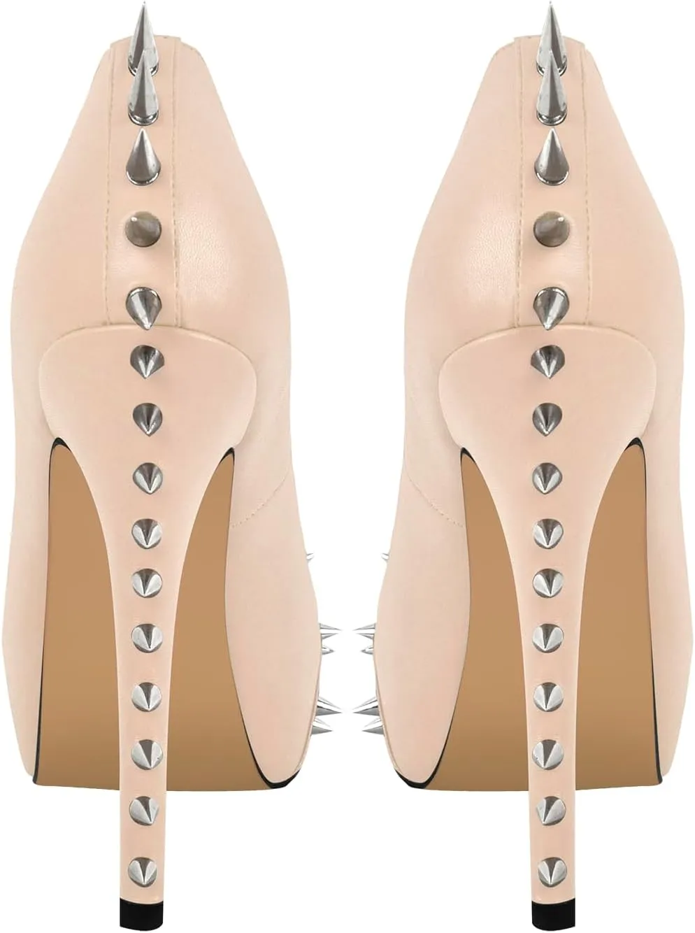 richealnini Women's Platform Pumps with Rivets Heel Slip On Studded Stiletto High Heels Wedding Shoes