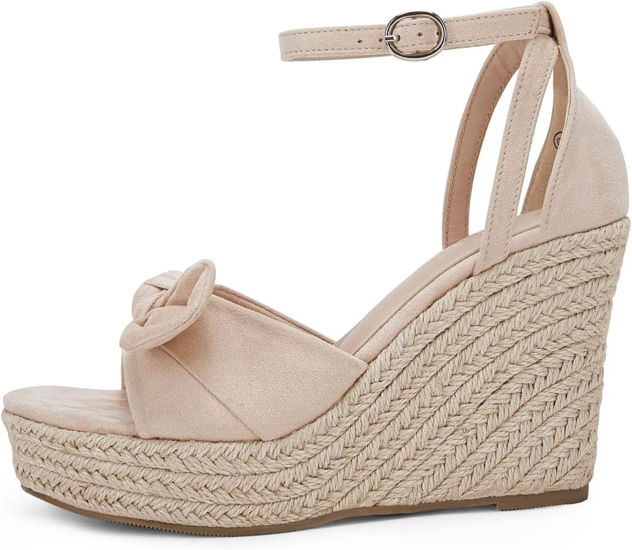 Rilista Womens Wedge Platform Sandals Cute Bowknot Open Toe Espadrille High Heels Buckle Ankle Strap Summer Shoes