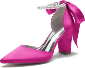 Roimaash Elegant Peep Toe Wedding Sandals Criss Cross Block High Heels
