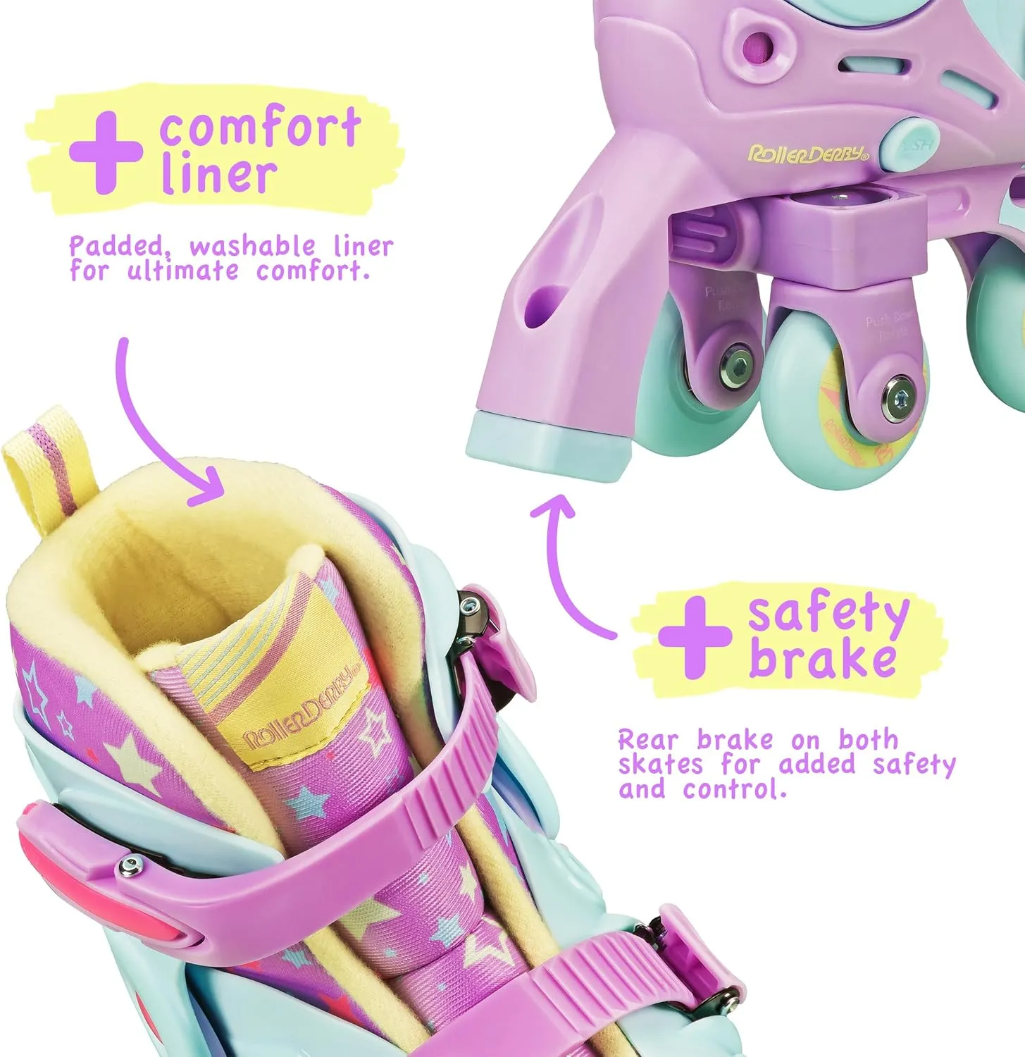 Roller Derby Switch Skates for Beginners, 2 in 1 Adjustable Skates Convert from Learn Mode to Inline Skates for Toddlers, Kids