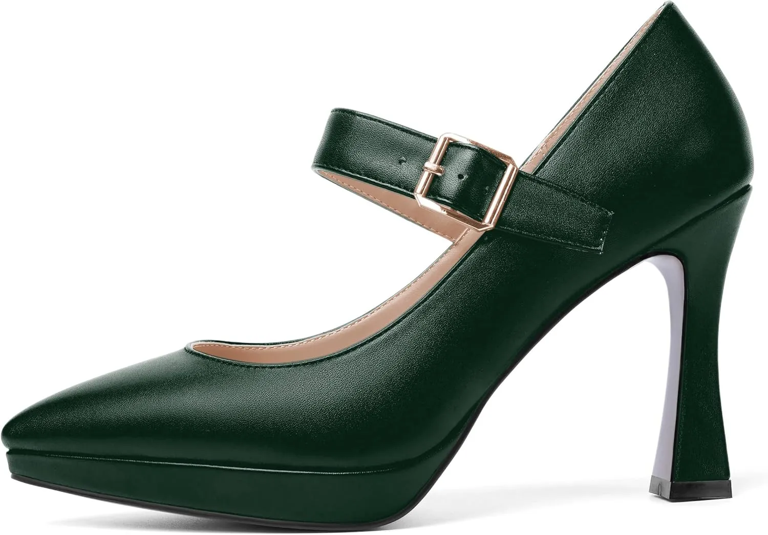 ROSERWISH Womens Platform Matte Party Pointed Toe Buckle Wedding Fashion Ankle Strap Stiletto High Heel Pumps Dressy Shoes 4 Inch