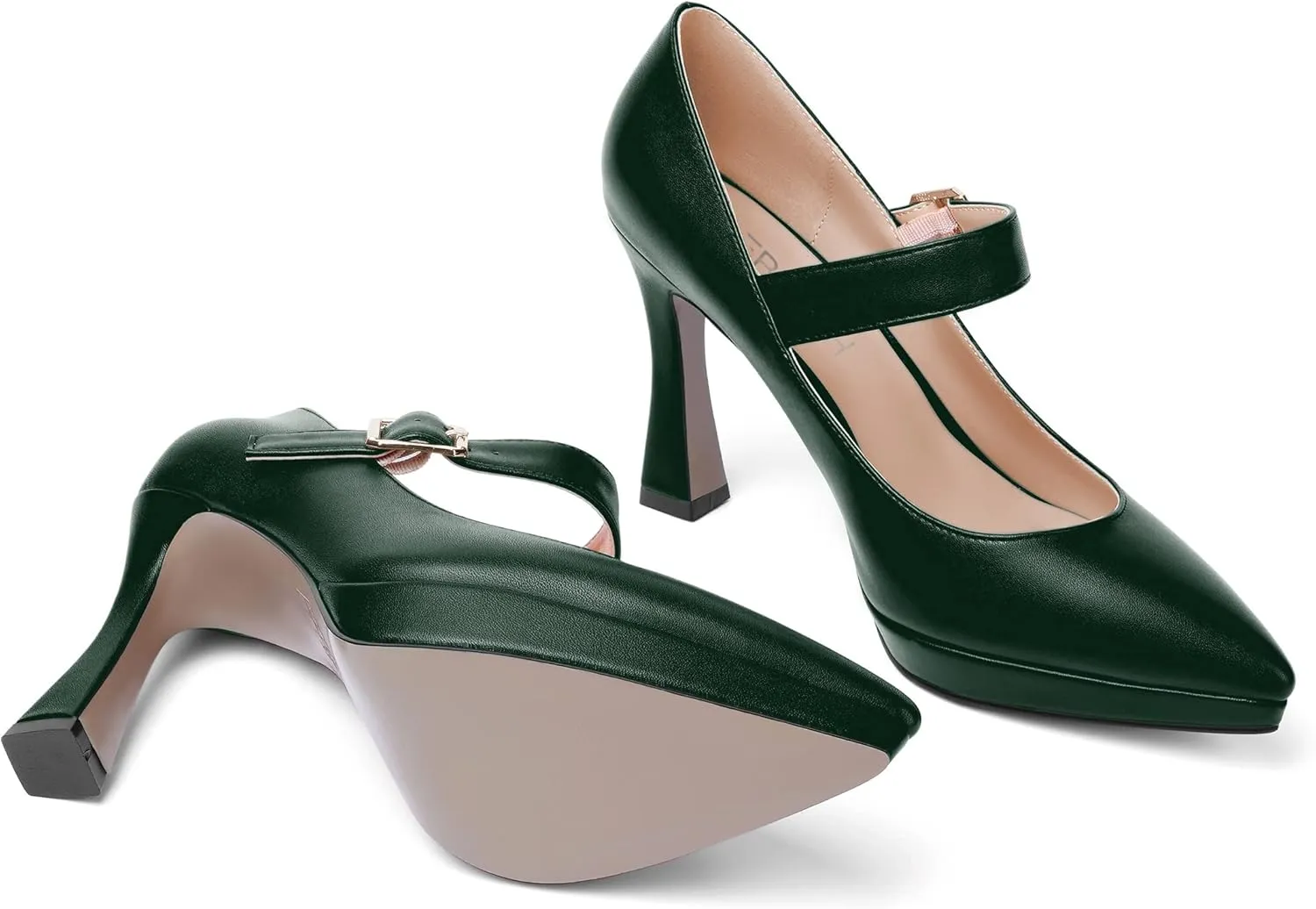 ROSERWISH Womens Platform Matte Party Pointed Toe Buckle Wedding Fashion Ankle Strap Stiletto High Heel Pumps Dressy Shoes 4 Inch