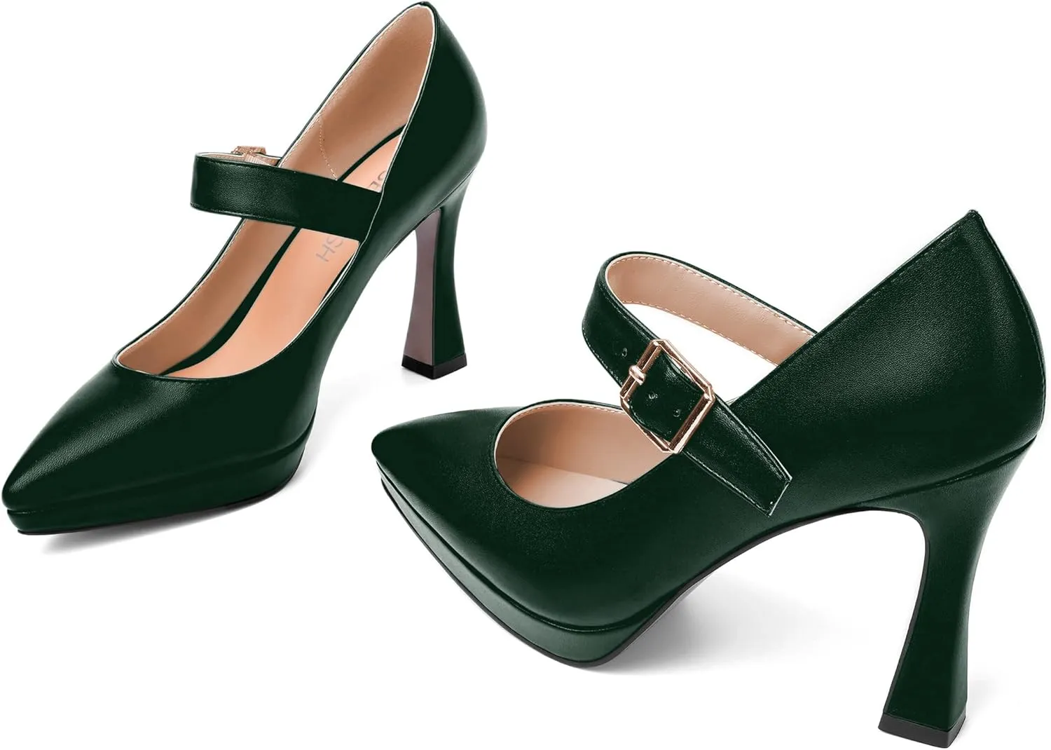 ROSERWISH Womens Platform Matte Party Pointed Toe Buckle Wedding Fashion Ankle Strap Stiletto High Heel Pumps Dressy Shoes 4 Inch