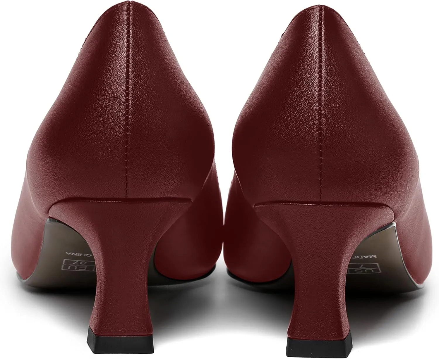 ROSERWISH Womens Pointed Toe Office Casual Elegant Matte Slip On Spool Kitten Low Heel Pumps Shoes 2 Inch