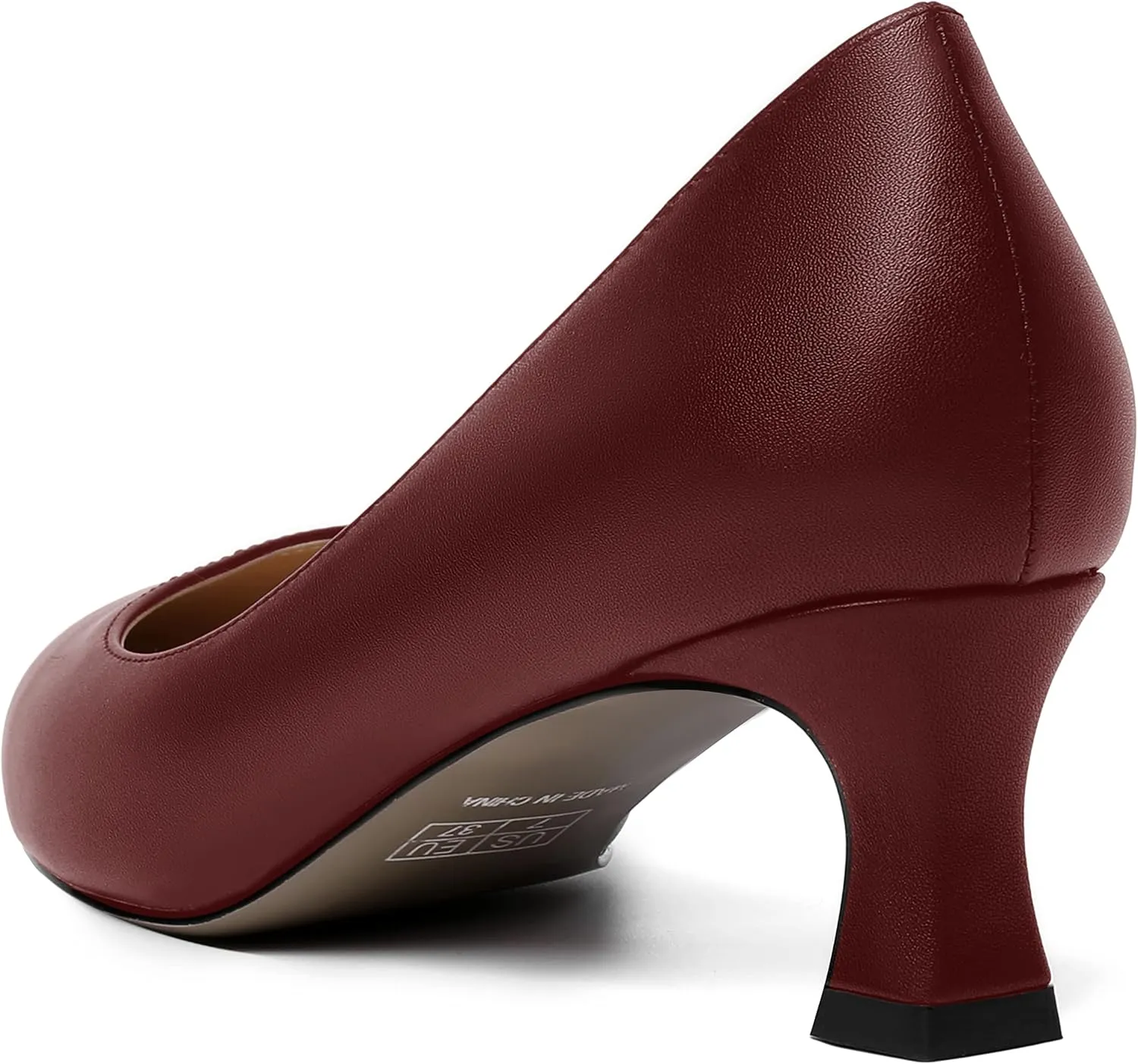 ROSERWISH Womens Pointed Toe Office Casual Elegant Matte Slip On Spool Kitten Low Heel Pumps Shoes 2 Inch