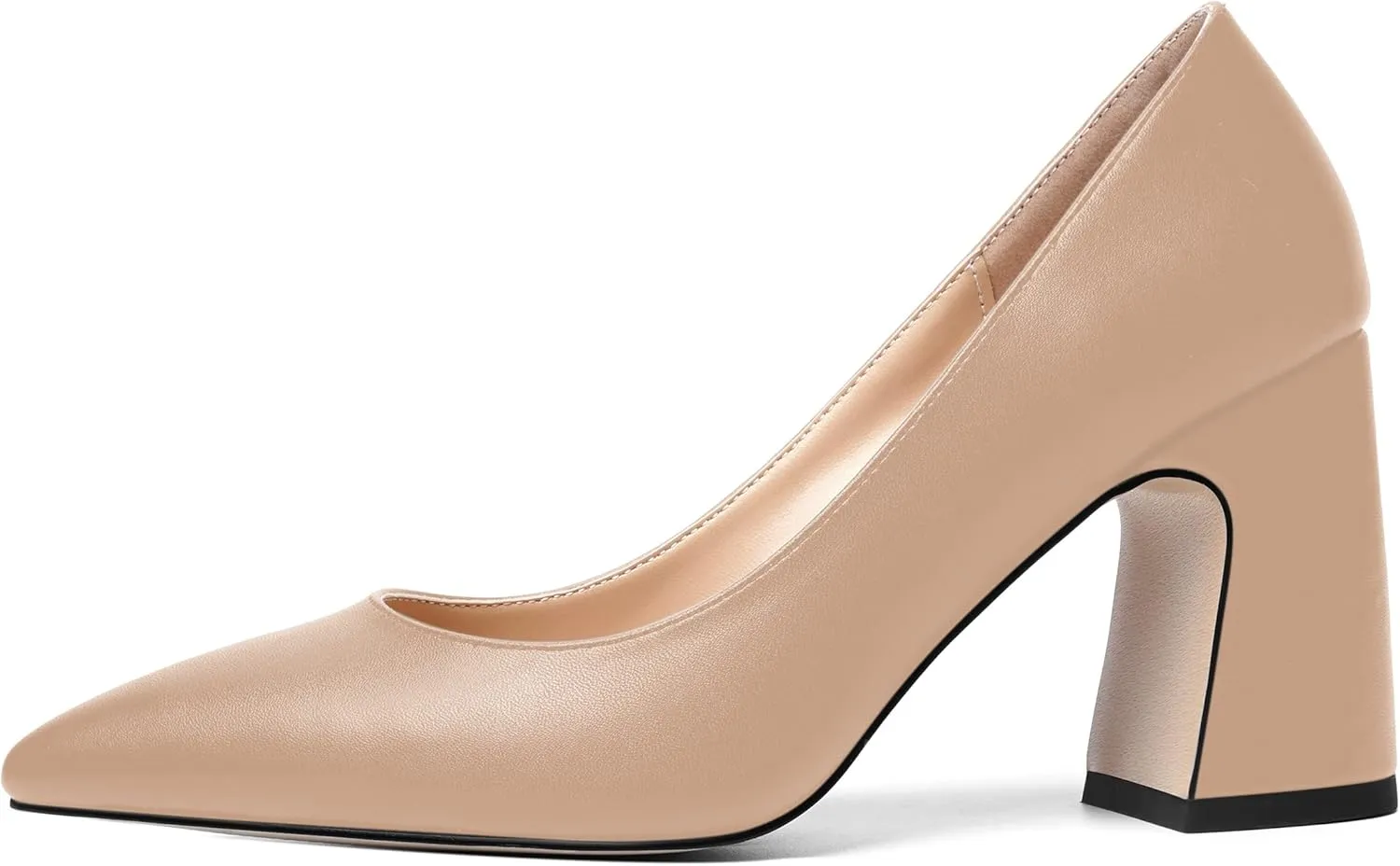 ROSERWISH Womens Sexy Elegant Pointed Toe Slip On Matte Wedding Block High Heel Pumps Dressy Shoes 3.5 Inch