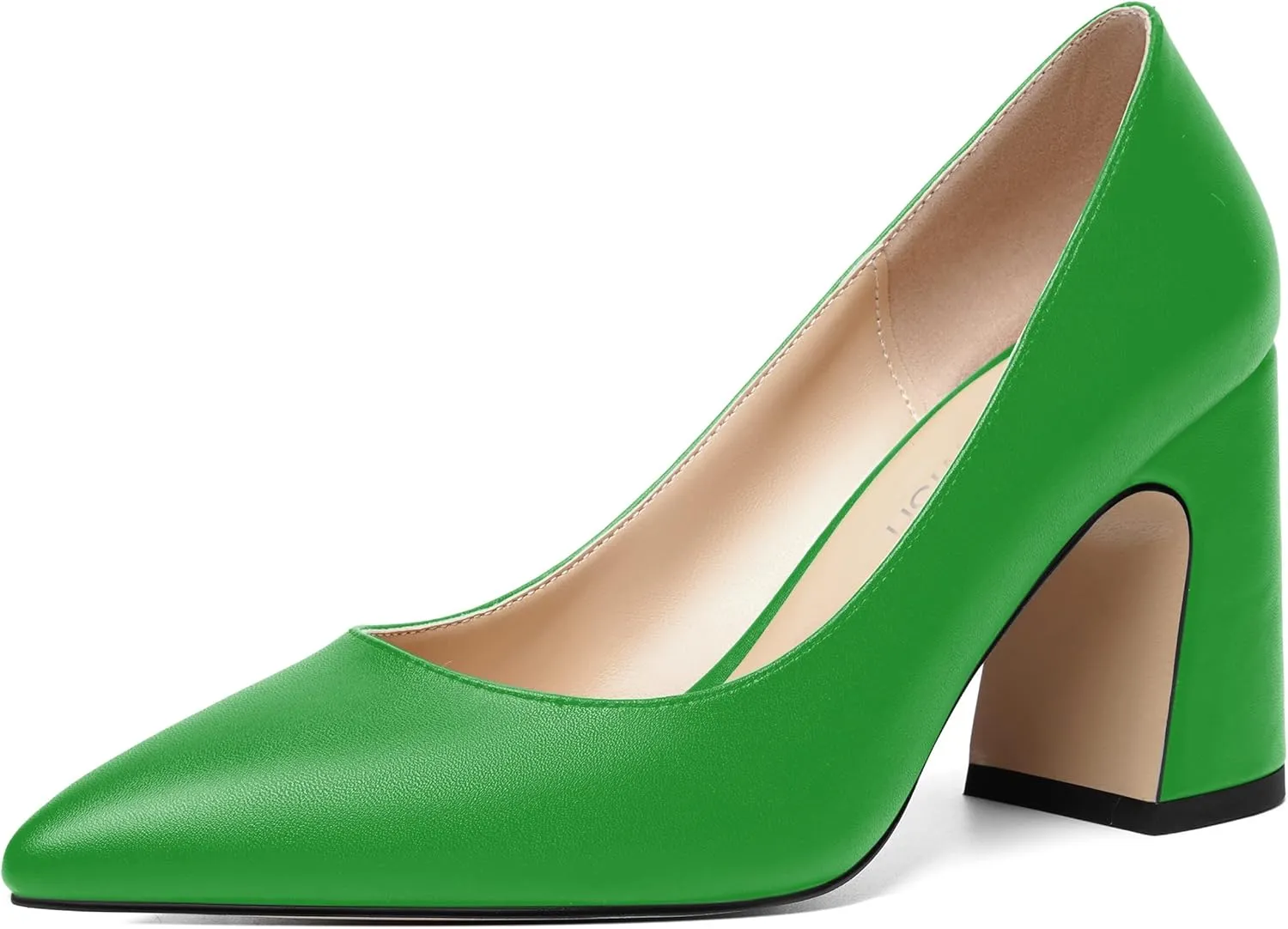 ROSERWISH Womens Sexy Elegant Pointed Toe Slip On Matte Wedding Block High Heel Pumps Dressy Shoes 3.5 Inch