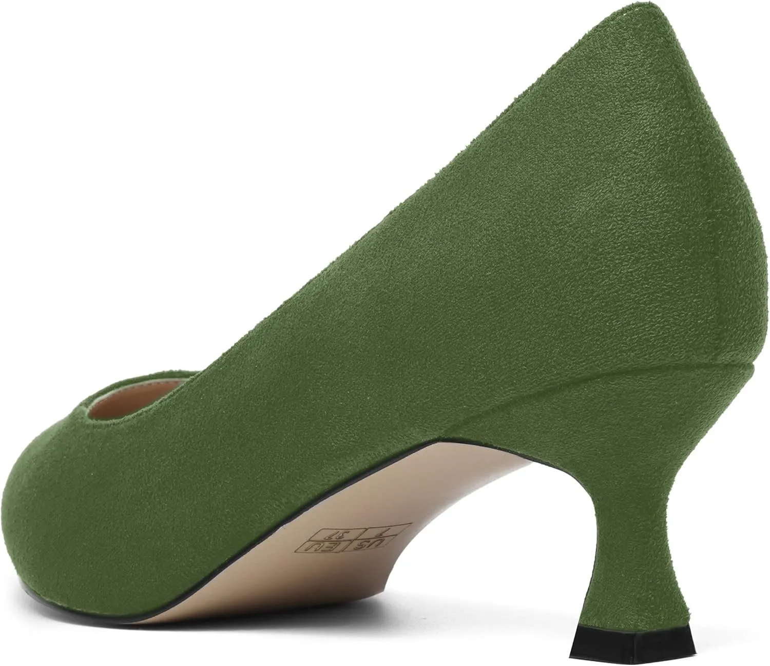 ROSERWISH Womens Slip On Casual Office Suede Pointed Toe Elegant Kitten Low Heel Pumps Dress Shoes 2 Inch