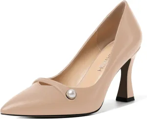 ROSERWISH Womens Slip On Elegant Wedding Fashion Pointed Toe Matte Stiletto High Heel Pumps Dress Shoes 3.5 Inch
