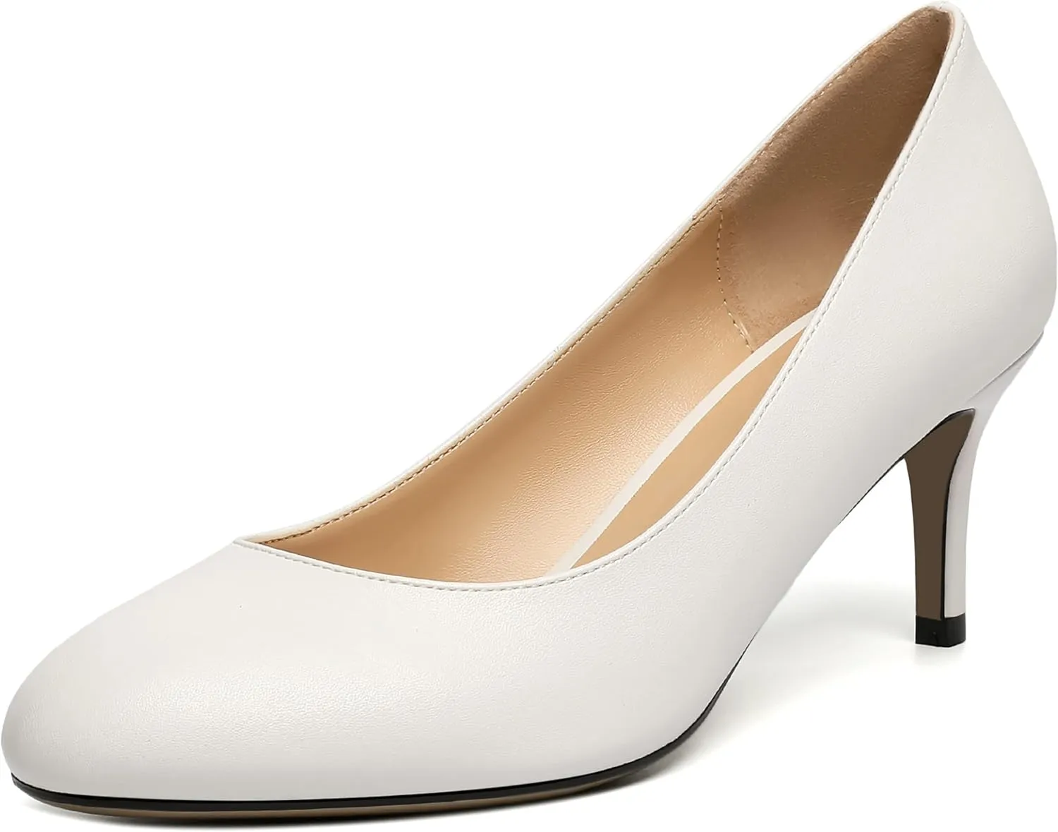 ROSERWISH Womens Slip On Wedding Party Round Toe Sexy Elegant Stiletto Mid Heel Pumps Dress Shoes 2.5 Inch