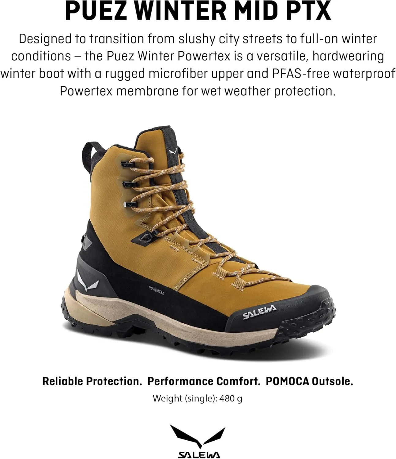 Salewa Men's Puez Winter Mid Powertex Waterproof Insulated Trail Boots for Hiking & Trekking