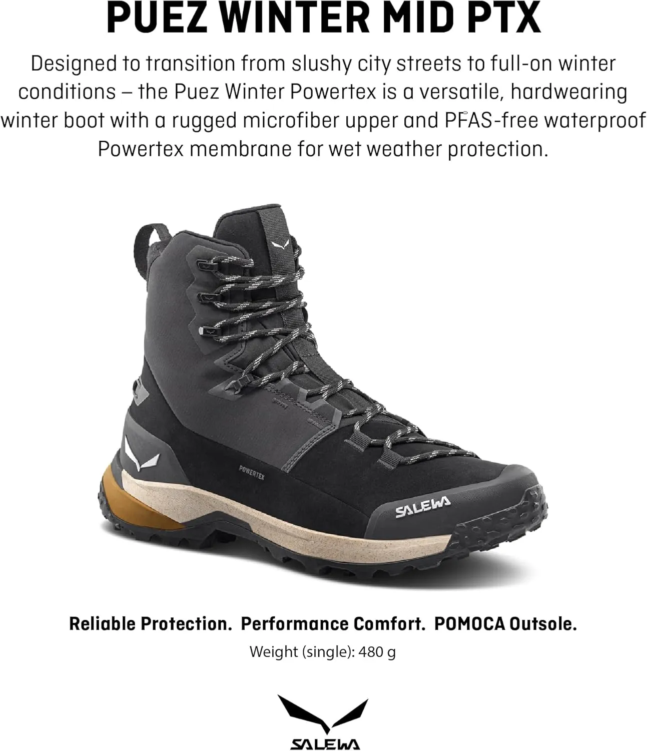 Salewa Men's Puez Winter Mid Powertex Waterproof Insulated Trail Boots for Hiking & Trekking