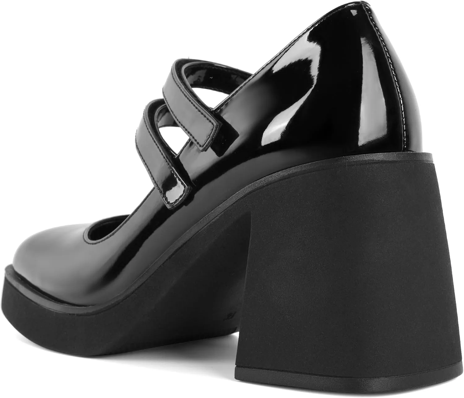 SAMMITOP Women's Platform Mary Jane Pumps Two Strap Square Toe Chunky Block High Heels Fashion Wedding Party Shoes 3.5 Inch