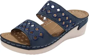 Sandals for Women 2025 Wide Width Comfortable Arch Support Orthopedic Slip On Sandals Orthotic Embroidered Slippers