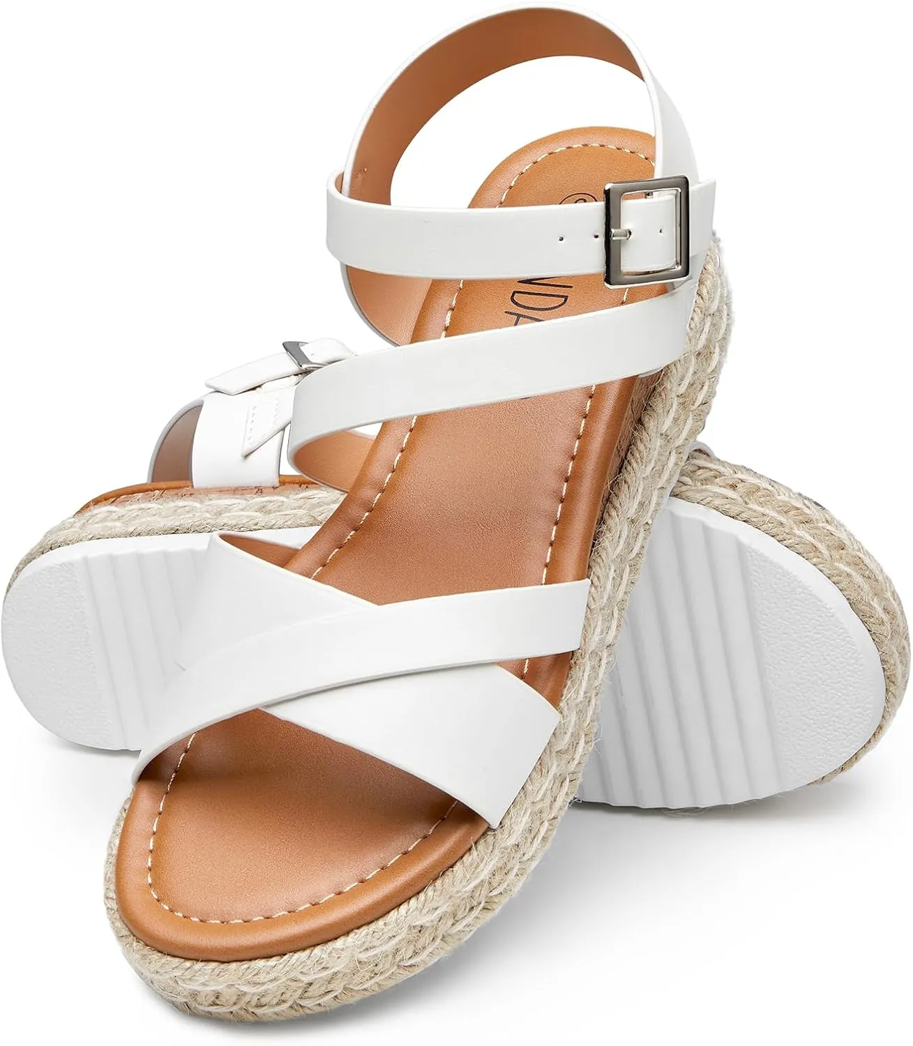 SANDALUP Platform Sandals Women Buckle Open Toe Ankle Strap Women's Platform Wedge synthetic Sandals Espadrilles Shoes