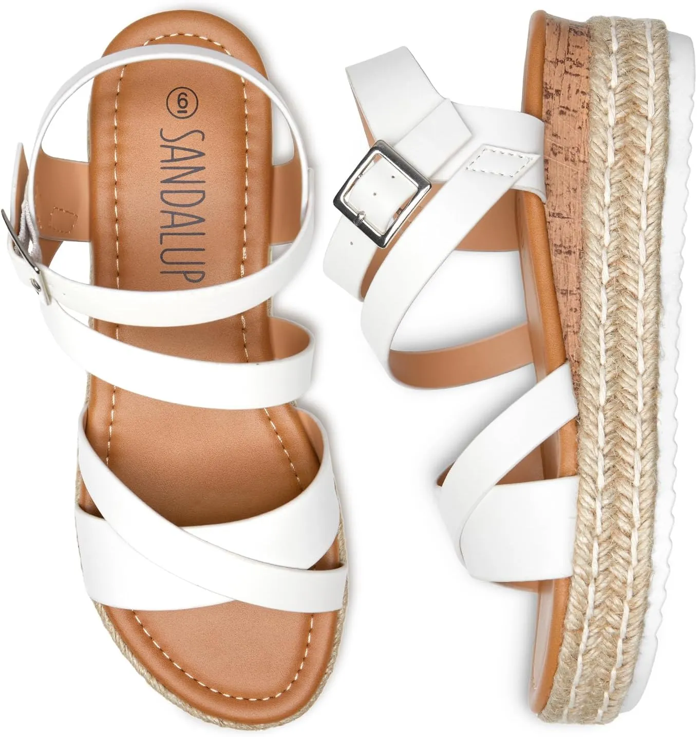 SANDALUP Platform Sandals Women Buckle Open Toe Ankle Strap Women's Platform Wedge synthetic Sandals Espadrilles Shoes