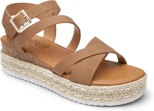 SANDALUP Platform Sandals Women Buckle Open Toe Ankle Strap Women's Platform Wedge synthetic Sandals Espadrilles Shoes
