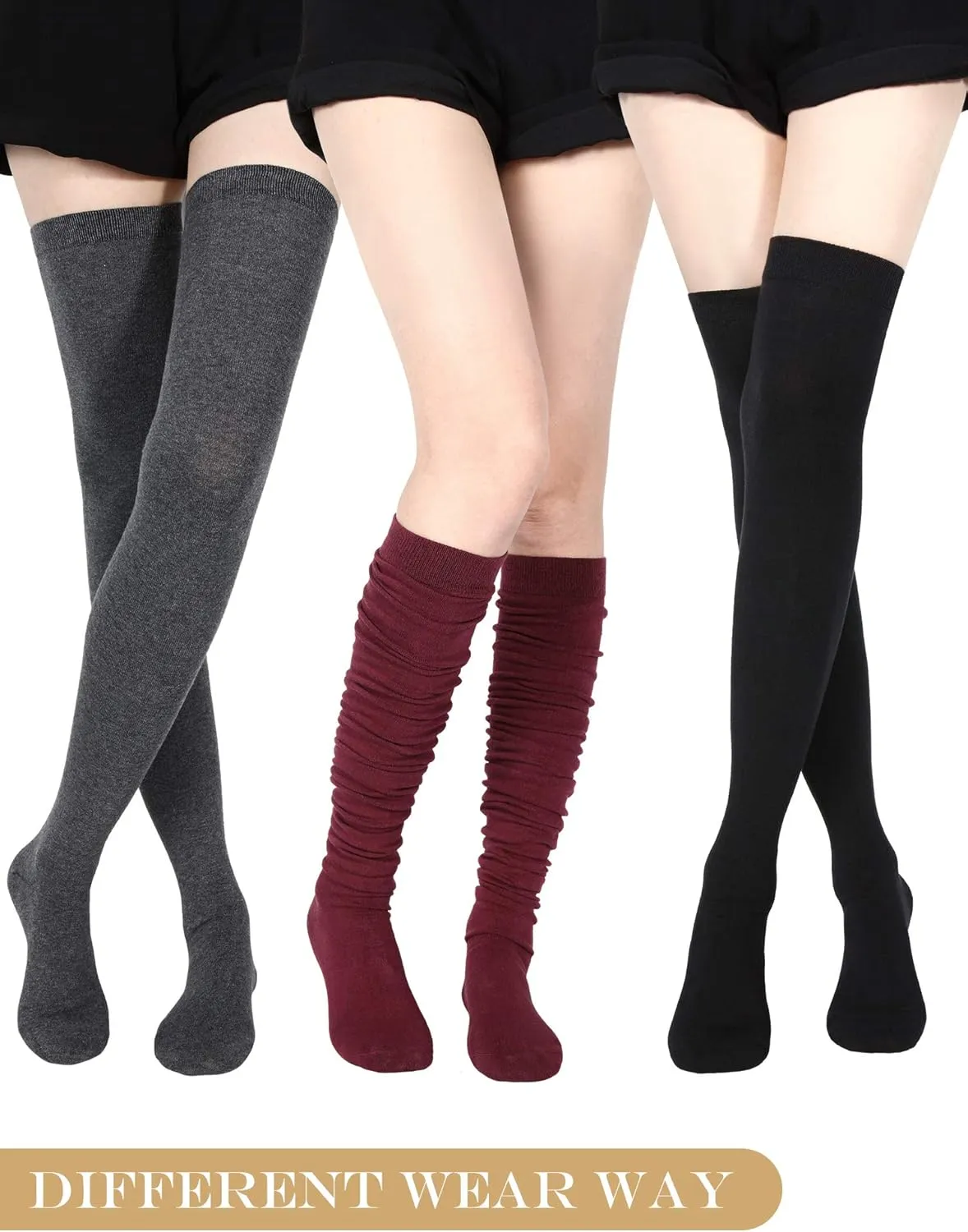 SATINIOR Extra Long Socks Thigh High Cotton Socks Extra Long Boot Stockings for Women
