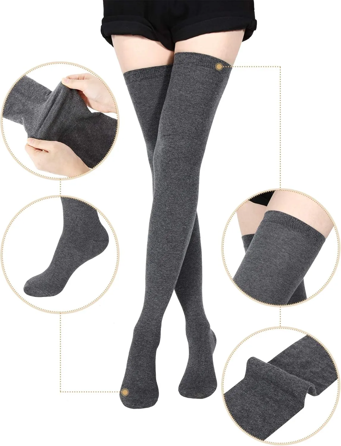 SATINIOR Extra Long Socks Thigh High Cotton Socks Extra Long Boot Stockings for Women