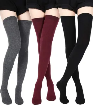 SATINIOR Extra Long Socks Thigh High Cotton Socks Extra Long Boot Stockings for Women