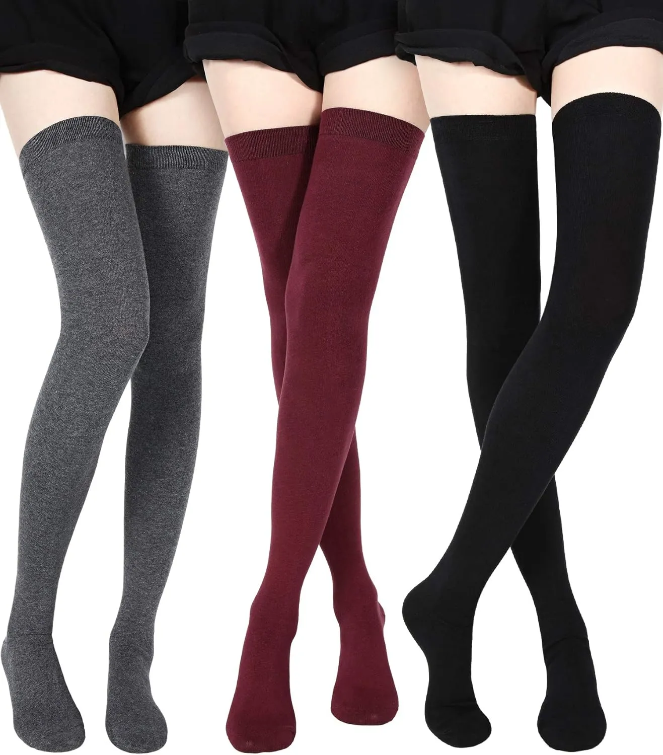 SATINIOR Extra Long Socks Thigh High Cotton Socks Extra Long Boot Stockings for Women