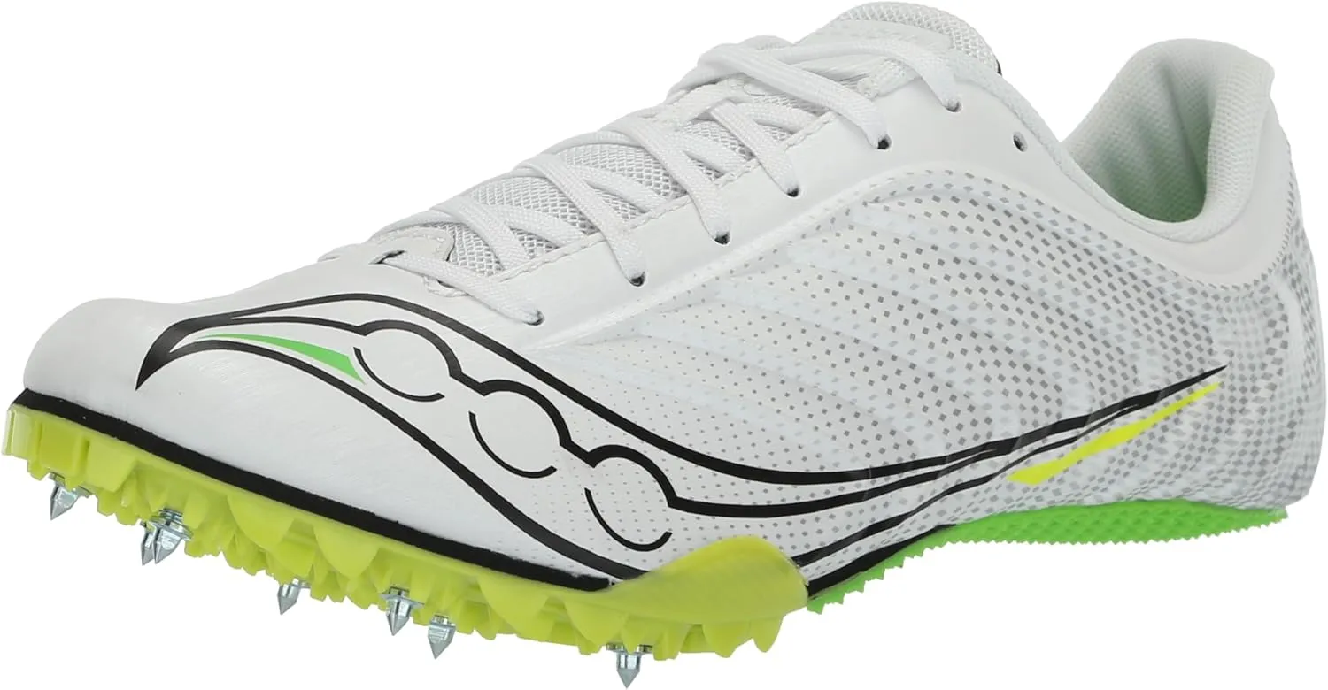 Saucony Men's Spitfire 5 Cross Country Running Shoe Sneaker, White/Slime, 14