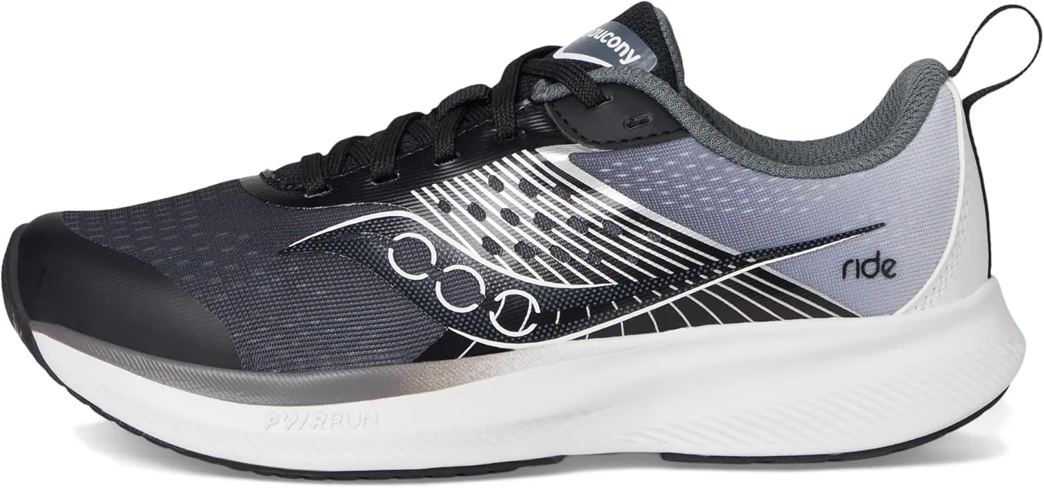 Saucony Ride Kidz Sneaker, Black/White, 5 US Unisex Big Kid