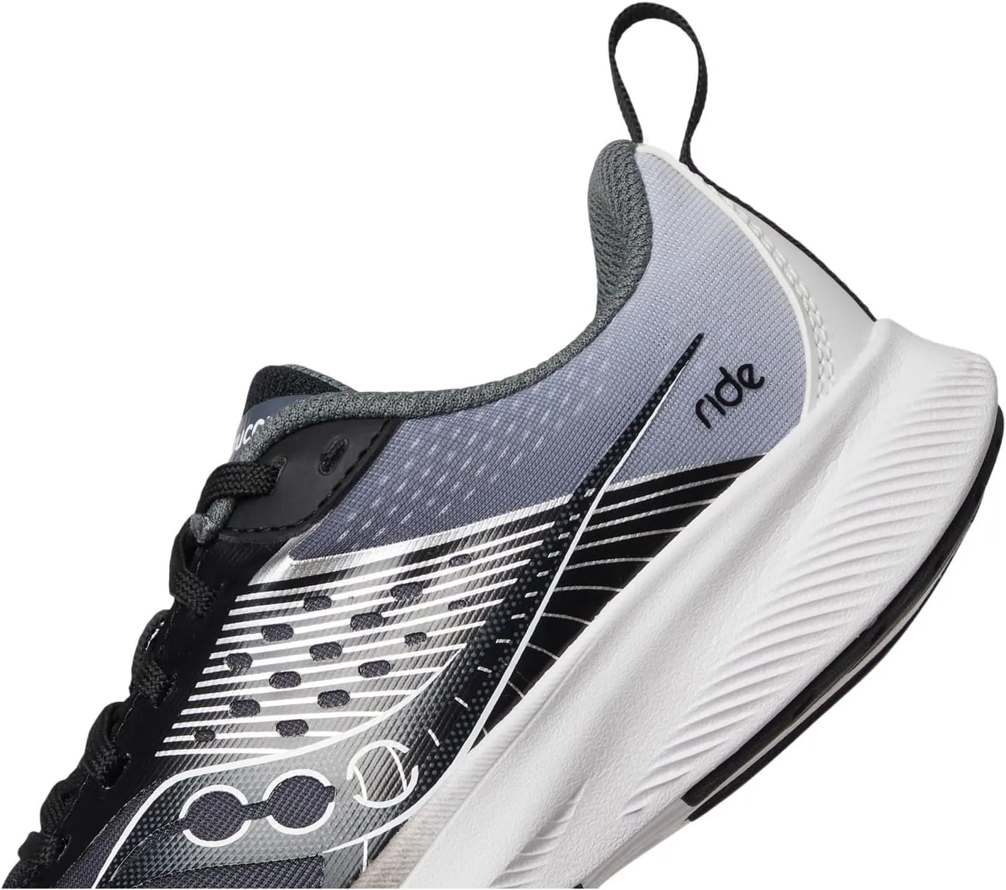 Saucony Ride Kidz Sneaker, Black/White, 5 US Unisex Big Kid