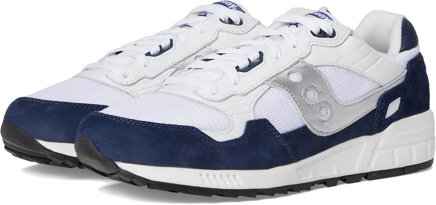 Saucony Unisex Shadow 5000 Sneaker, White/Navy/Silver, 8.5 US Men