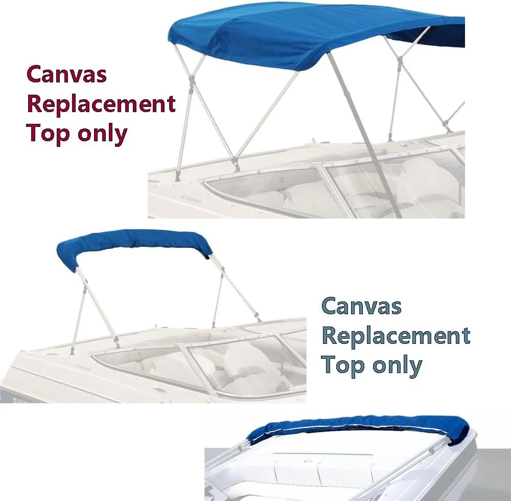 SavvyCraft 4 Bow Bimini Top Replacement Cover 9 Colors Options 8ft and 10ft Long, Durable Marine Grade Canvas Sun Shade Boat Canopy, Easy Install Zipper Sleeves, Replacement Canvas Only No Fram