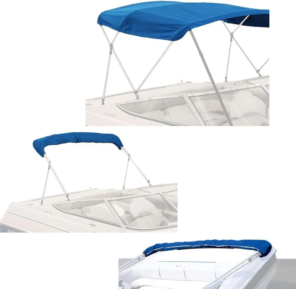 SavvyCraft 4 Bow Bimini Top Replacement Cover 9 Colors Options 8ft and 10ft Long, Durable Marine Grade Canvas Sun Shade Boat Canopy, Easy Install Zipper Sleeves, Replacement Canvas Only No Fram
