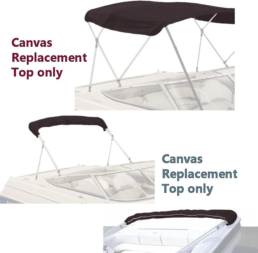 SavvyCraft 4 Bow Bimini Top Replacement Cover 9 Colors Options 8ft and 10ft Long, Durable Marine Grade Canvas Sun Shade Boat Canopy, Easy Install Zipper Sleeves, Replacement Canvas Only No Fram