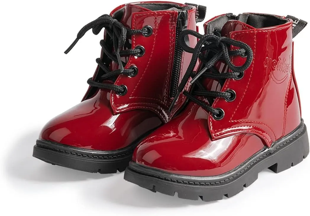 Sawimlgy Toddler Boys Girls Classic Hiking Boots PU Leather Outdoor Four Seasons Ankle Sneaker High Top Durable Rubber Sole Casual Shoes