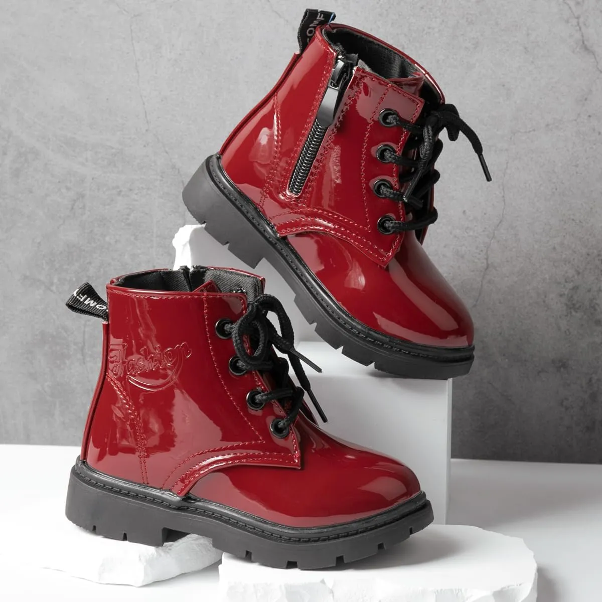 Sawimlgy Toddler Boys Girls Classic Hiking Boots PU Leather Outdoor Four Seasons Ankle Sneaker High Top Durable Rubber Sole Casual Shoes