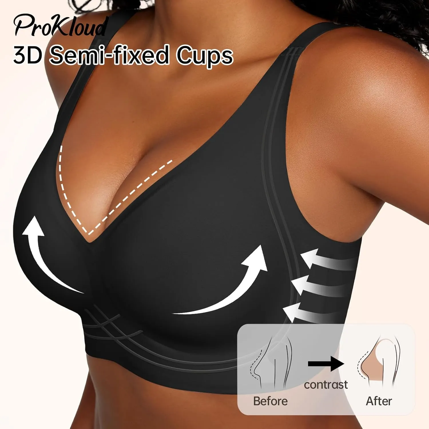 Seamless Wireless Bras for Women Full Coverage Push Up Bra Comfortable No Underwire Bralettes Deep V with Support and Lift