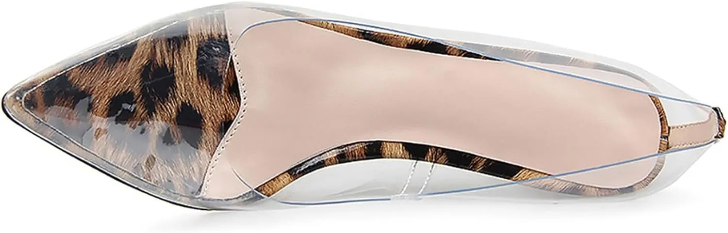 SHEMEE Women's Clear Stiletto High Heel Pumps Pointed Toe Transparent PVC Thin Heels Elegant Court Shoes