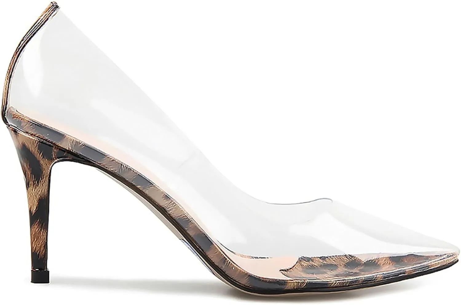 SHEMEE Women's Clear Stiletto High Heel Pumps Pointed Toe Transparent PVC Thin Heels Elegant Court Shoes