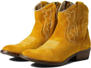 SHODENSE Cowboy Boots Women Embroidered Ankle Booties Low Chunky Stacked Heel Pointed Toe Mid Calf Western Boots Zipper Suede Cowgirl Boot Wide Calf Snip Toe Vintage Fall Boot Exotic Comfort 4-11 M US