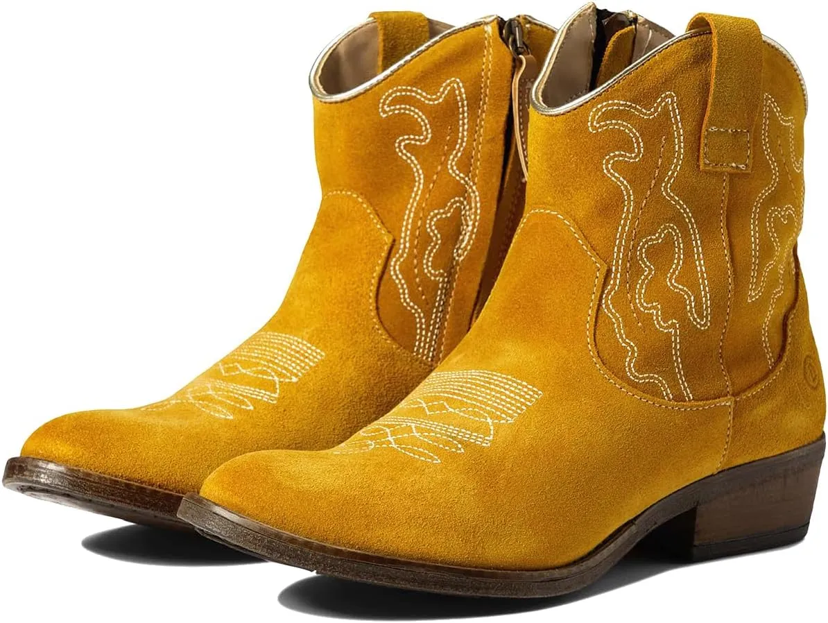 SHODENSE Cowboy Boots Women Embroidered Ankle Booties Low Chunky Stacked Heel Pointed Toe Mid Calf Western Boots Zipper Suede Cowgirl Boot Wide Calf Snip Toe Vintage Fall Boot Exotic Comfort 4-11 M US
