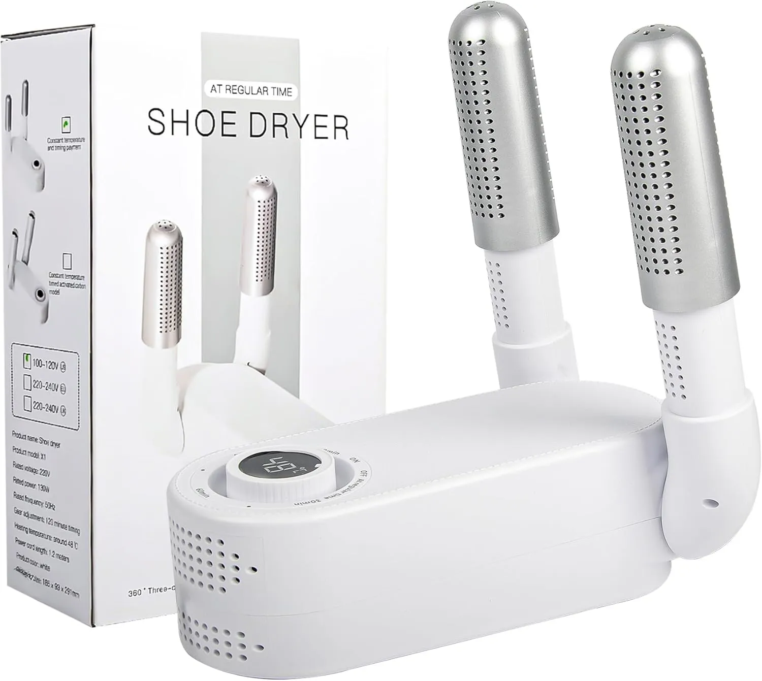 Shoe Dryer Glove Dryer, Dry Wet Shoes with 360°Heat Blower, Intelligent Shoes Dryer with Four Timer, Suitable for Sneaker, Glove, Boots, Ski Boot, Helmet, Folding and hanging Design