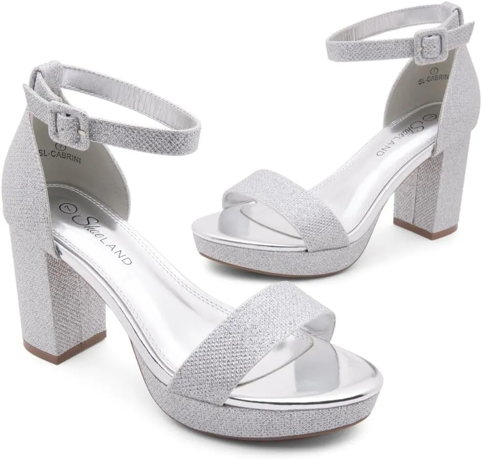 Shoe Land SL-Cabrini Women's Platform Heels, Open Toe Chunky Block Heeled Sandals with Ankle Strap – Dressy High Heel Sandals for Prom, Wedding, and Party