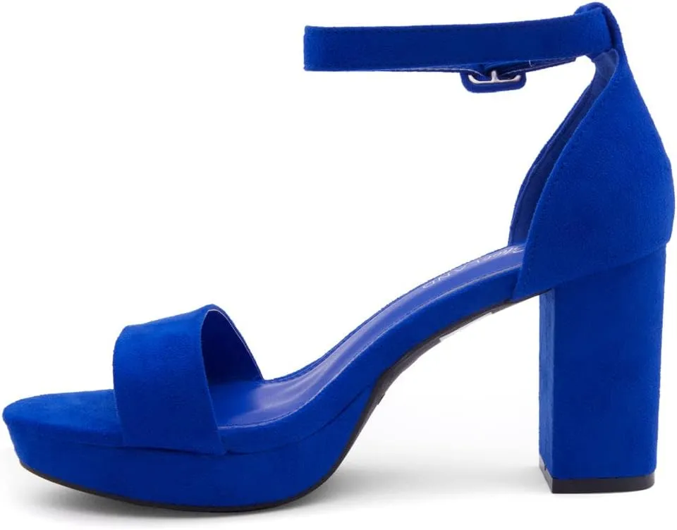 Shoe Land SL-Cabrini Women's Platform Heels, Open Toe Chunky Block Heeled Sandals with Ankle Strap – Dressy High Heel Sandals for Prom, Wedding, and Party