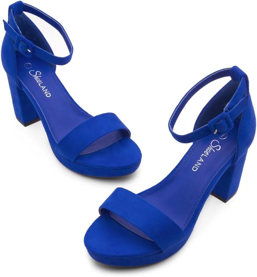 Shoe Land SL-Cabrini Women's Platform Heels, Open Toe Chunky Block Heeled Sandals with Ankle Strap – Dressy High Heel Sandals for Prom, Wedding, and Party