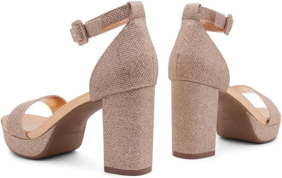 Shoe Land SL-Cabrini Women's Platform Heels, Open Toe Chunky Block Heeled Sandals with Ankle Strap – Dressy High Heel Sandals for Prom, Wedding, and Party