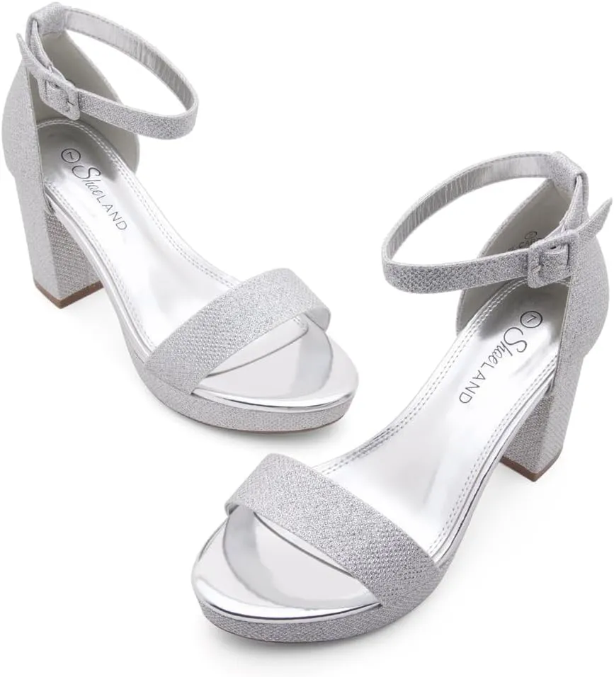 Shoe Land SL-Cabrini Women's Platform Heels, Open Toe Chunky Block Heeled Sandals with Ankle Strap – Dressy High Heel Sandals for Prom, Wedding, and Party